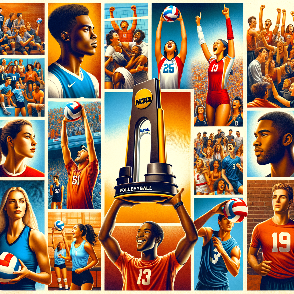 Collage of College Volleyball Standouts, Collegiate Champions, and University Volleyball Stars, showcasing NCAA Volleyball Champions, Tracking Volleyball Careers, and highlighting Student Athlete Achievements and College Sports Success Stories.