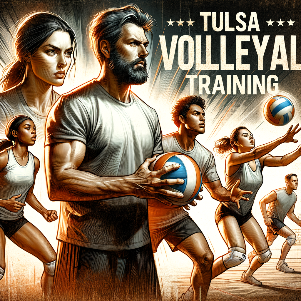 Tulsa Volleyball players improving skills during advanced volleyball training session in Tulsa, demonstrating expert techniques under professional coaching.